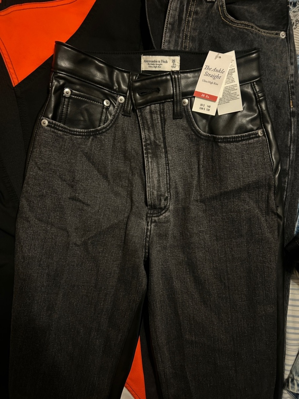 Abercrombie & Fitch Black + Faux Leather Pants